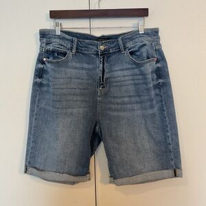 Judy Blue Denim Rolled Hem Cuffed Women's Jean Shorts Casual Blue Vacation 3X